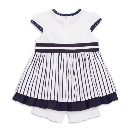 2012夏童装allo女宝海军梭织黑白竖条连衣裙+