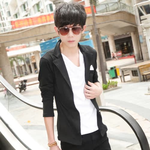 <em>青少年</em>春装2014新款 假两件男韩版潮 <em>发型</em>师时