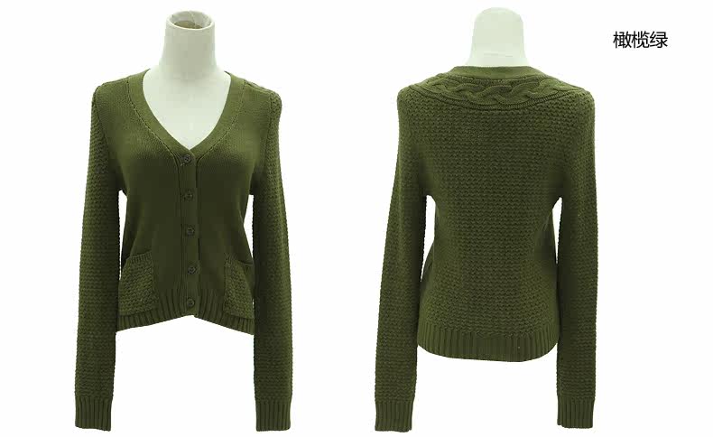 古木夕羊 13%羊毛加厚复古<em>棒针短开衫</em>V领毛衣