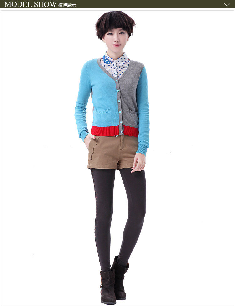 古木夕羊 GMXY 拼色<em>针织衫短开衫</em>女装新春装