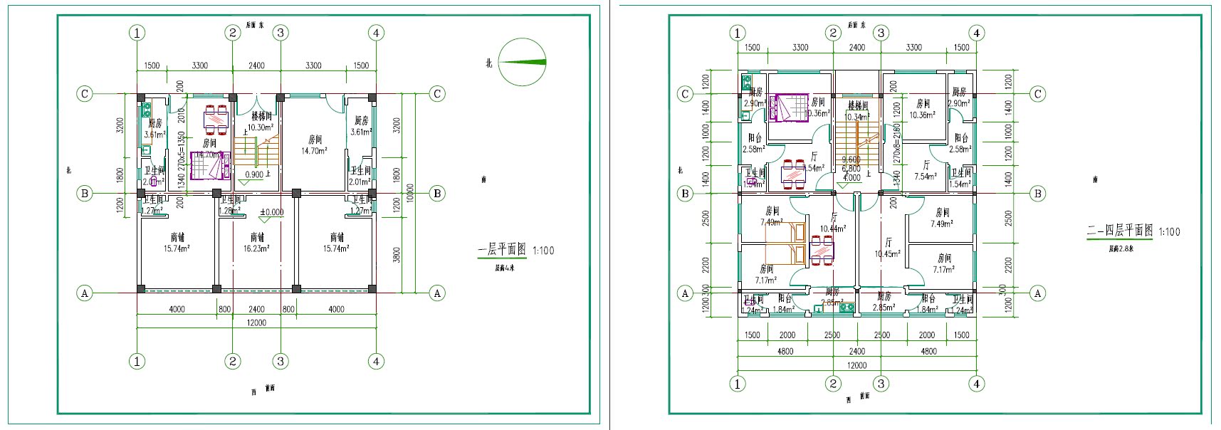 房子设计平面户型图纸楼房设计建筑别墅设计图临街房子设计图