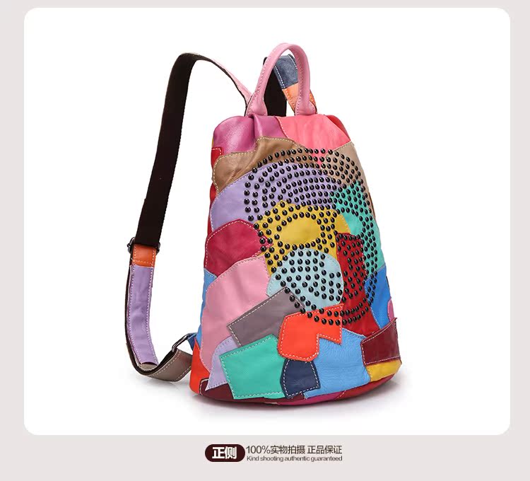 gucci骷髏頭圍巾 背包2020新款骷髏頭韓版牛皮羊皮拼接撞色女式多功能真皮雙肩包 gucci頭巾