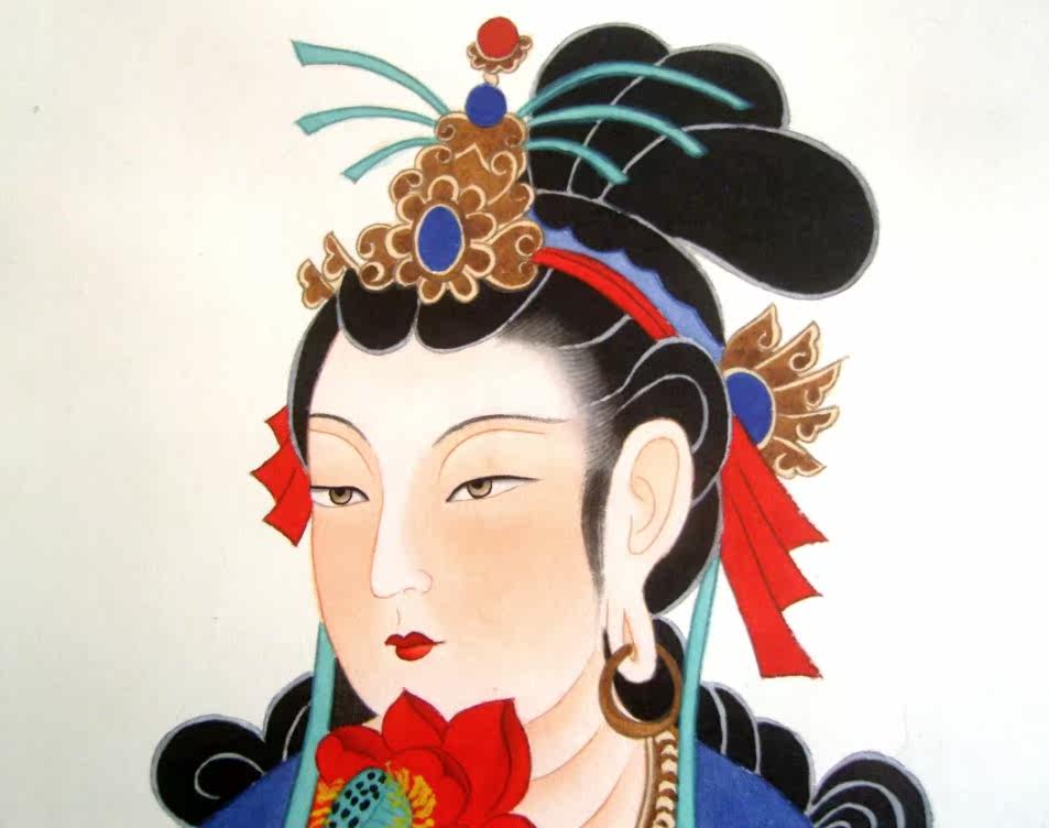 批发采购国画-<em>张大千</em>《手绘工笔重彩仕女画.散