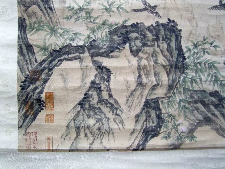 明代宫廷画家)吕纪绘,陆恢鉴题《工笔花鸟画》文物商店旧藏