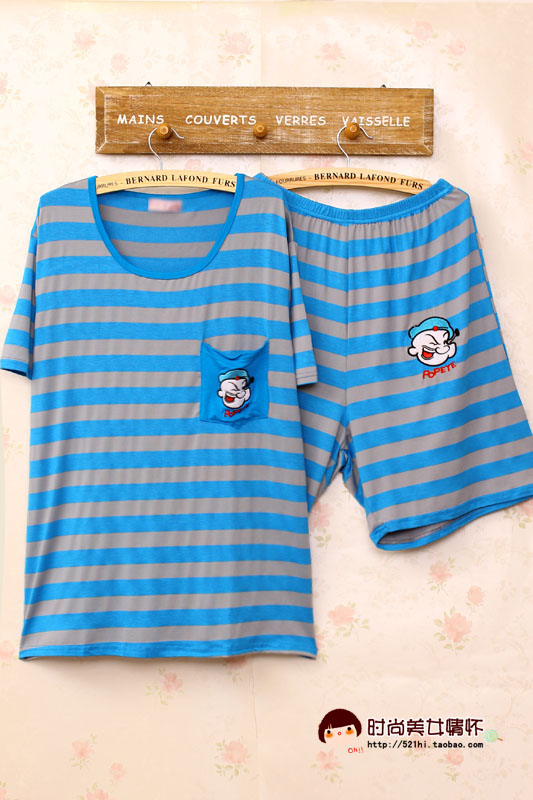 Пижама Comfortable pajamas home service 2013 Модифицированное вискозное волокно В полоску Свитер Для отдыха дома Девушки Пижама Comfortable pajamas home service 2013 Комплект из двух предметов В полоску Свитер Шорты Девушки Для отдыха дома На завязках Короткий рукав Вышивка Модифицированное вискозное волокно Другие материалы Тонкая модель О-вырез Лето