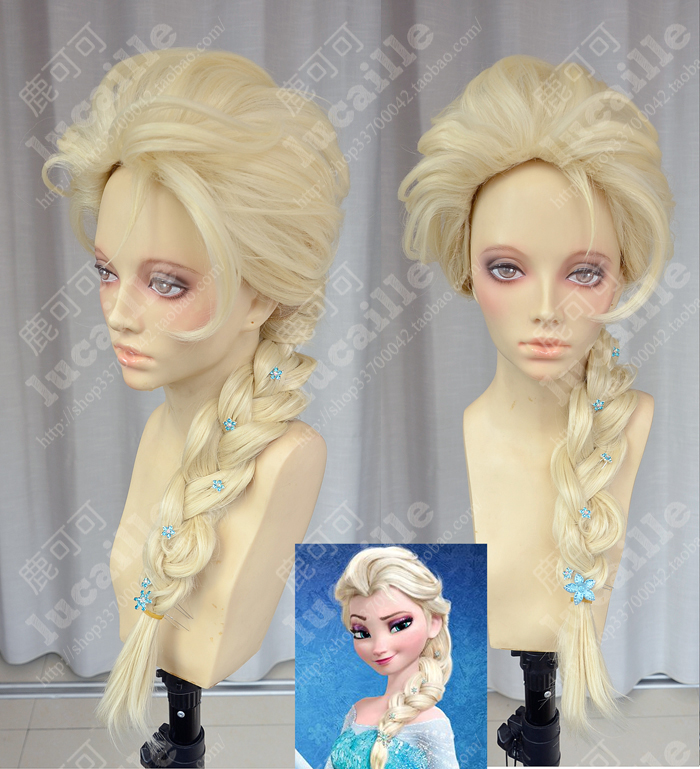 Frozen The Snow Queen Elsa 70cm Light Blond Ponytail Style Cosplay Party  Wig_Lucaille WIG