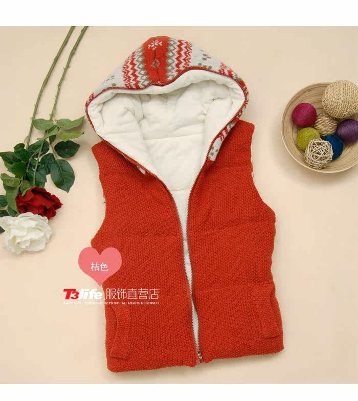 特尚莱菲2012秋冬新款女装连帽<em>加厚</em>毛线<em>丝棉</em>