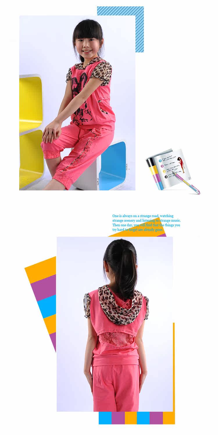Baoyeah Clearance sale-season summer 2013 great children's clothes girls big children ladies ' ragazza child sports suit kids clothes