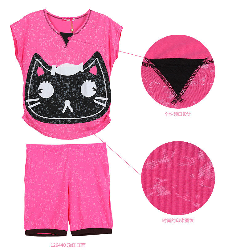 正品 <em>睡衣</em>夏天<em>女式</em>全棉家居服套装 霓彩儿春夏