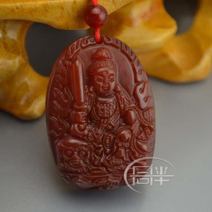 【【同伴】开光红玉髓文殊菩萨吊坠 属兔人的