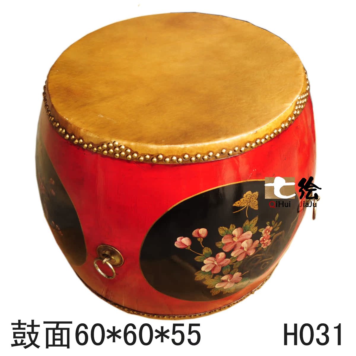 【七绘家居 东南亚中式风格手绘古典牛皮鼓茶几\/茶台\/套几套装b031】价格,厂家,图片,桌类,东莞市七绘家具有限公司-马可波罗网