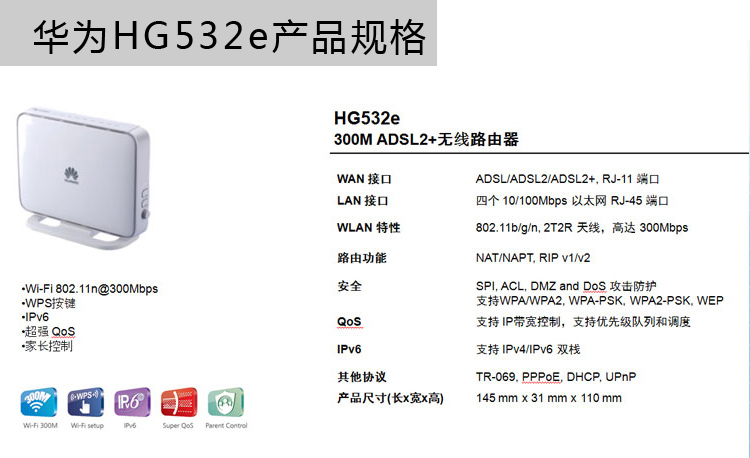 Беспроводной маршрутизатор Huawei HG532e ADSL2 Wifi 300M Беспроводной маршрутизатор Huawei HG532e ADSL2 Wifi 300M