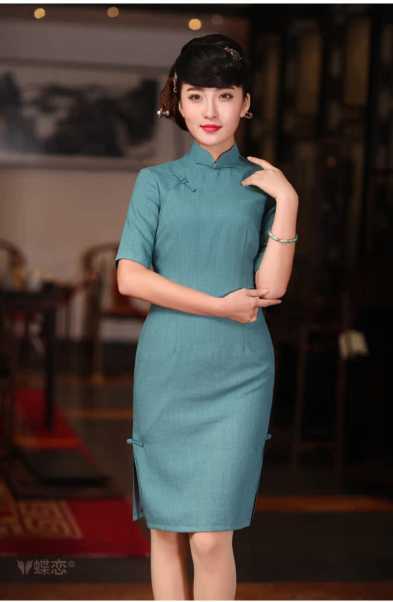 The Butterfly Lovers 2015 Summer new improved stylish cheongsam dress retro long Tang Dynasty Chinese qipao daily cyan M picture, prices, brand platters! The elections are supplied in the national character of distribution, so action, buy now enjoy more preferential! As soon as possible.