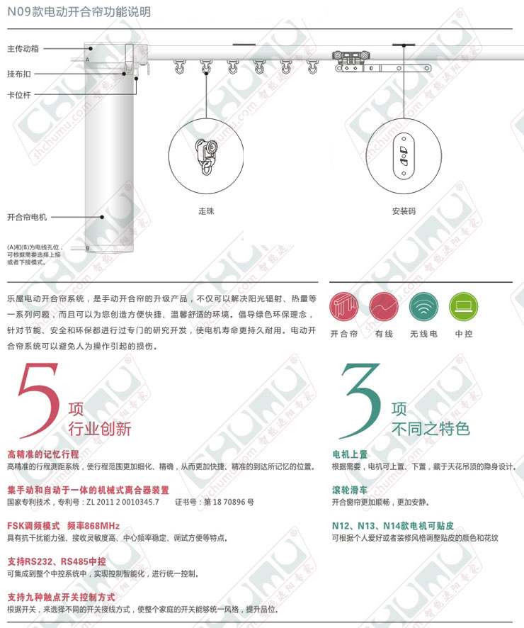 五年质保 正品香港乐屋 电动窗帘轨道批发 智能家居 遥控窗帘