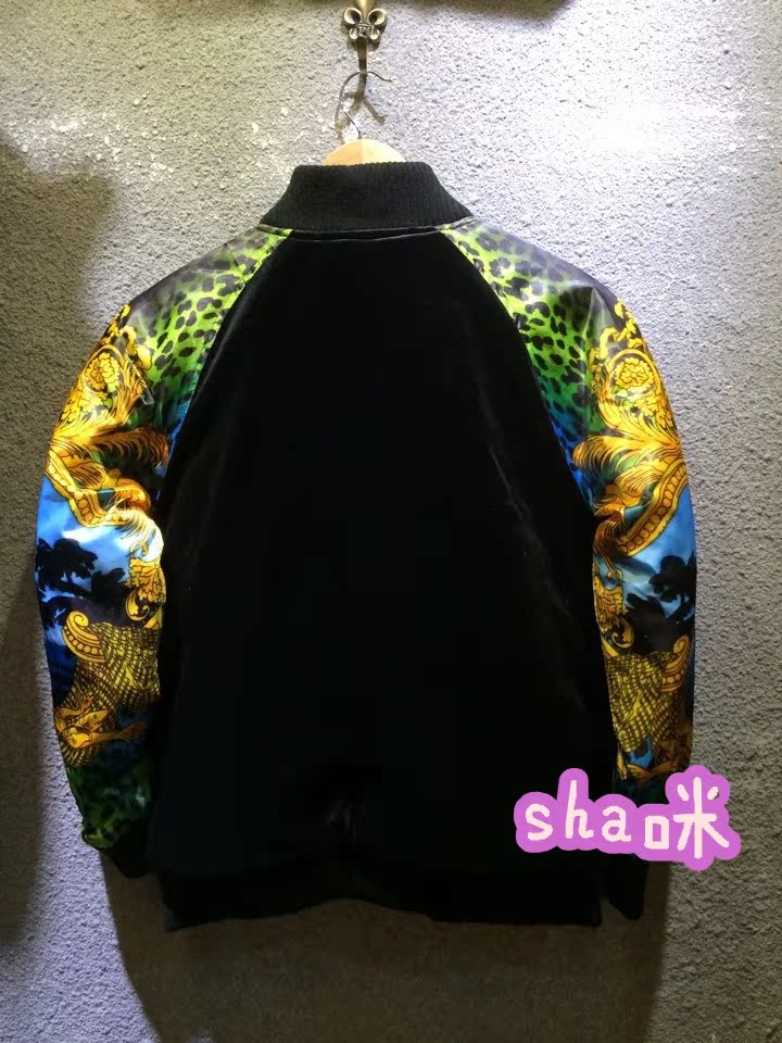 Versac   for   HM Fansi winter new   Suede Two sleeves Leopard Print Sun flower coconut tree zipper loose coat cotton-padded clothes Jacket