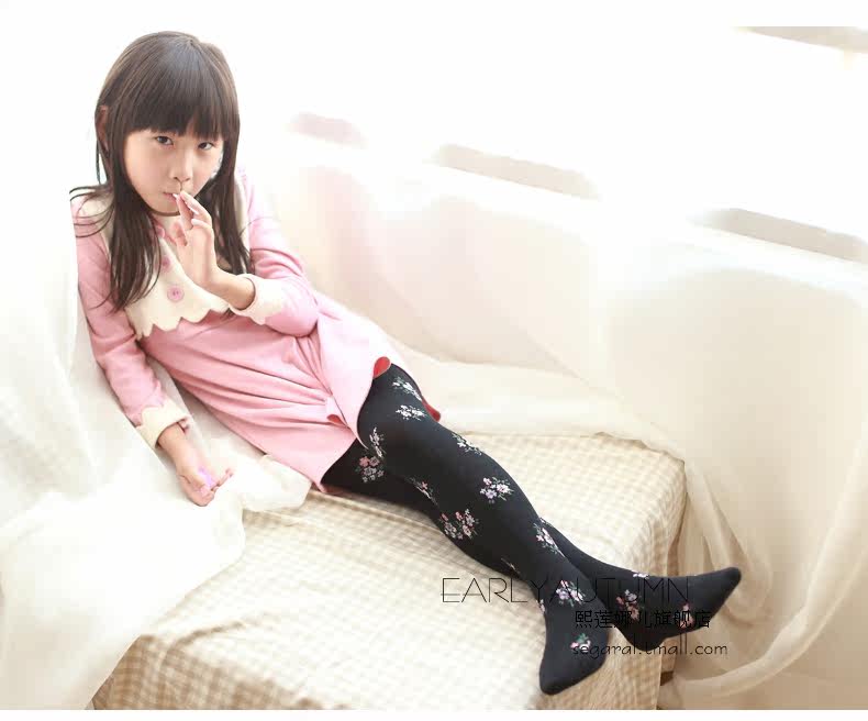 爆款儿童针织棉提花连<em>裤袜女孩</em>打底袜裤碎花打