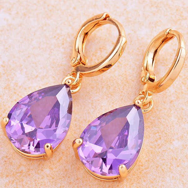 pressive 9K Gold Filled Purple Cubic Zirconia W