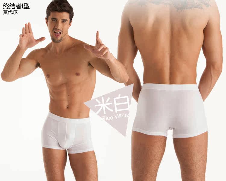 Lemon-tree Mens Solid Modal Sexy Low Waist Breathable U Convex Underwear Boxer Briefs
