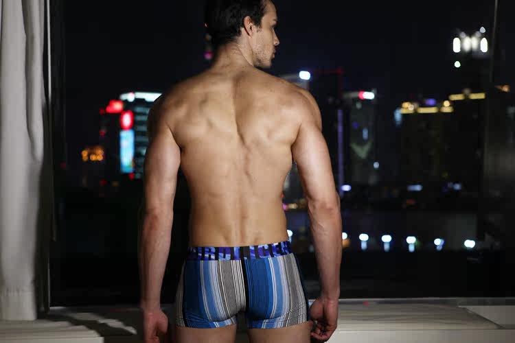 Lemon-tree Mens U Convex Stripe Modal Broadbelt Underwear Middle Waist Boxer Briefs