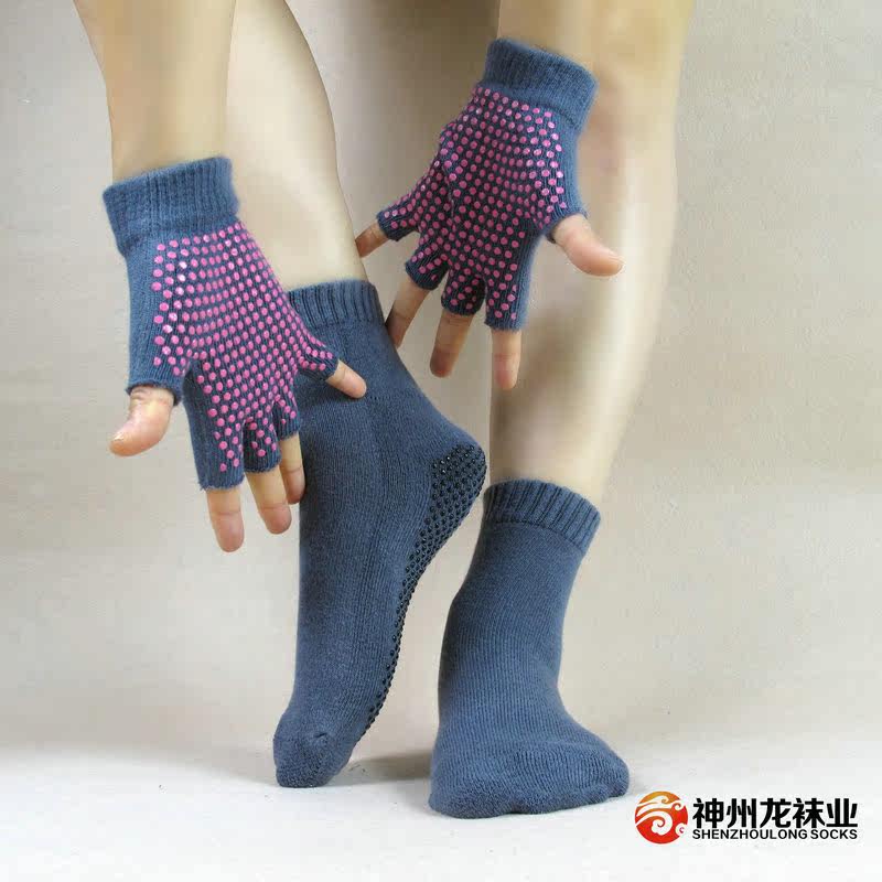 Перчатки для йоги 专业神州龙手套/瑜伽露趾手套五指瑜伽袜/防滑纯棉袜子套装b51 OTHER