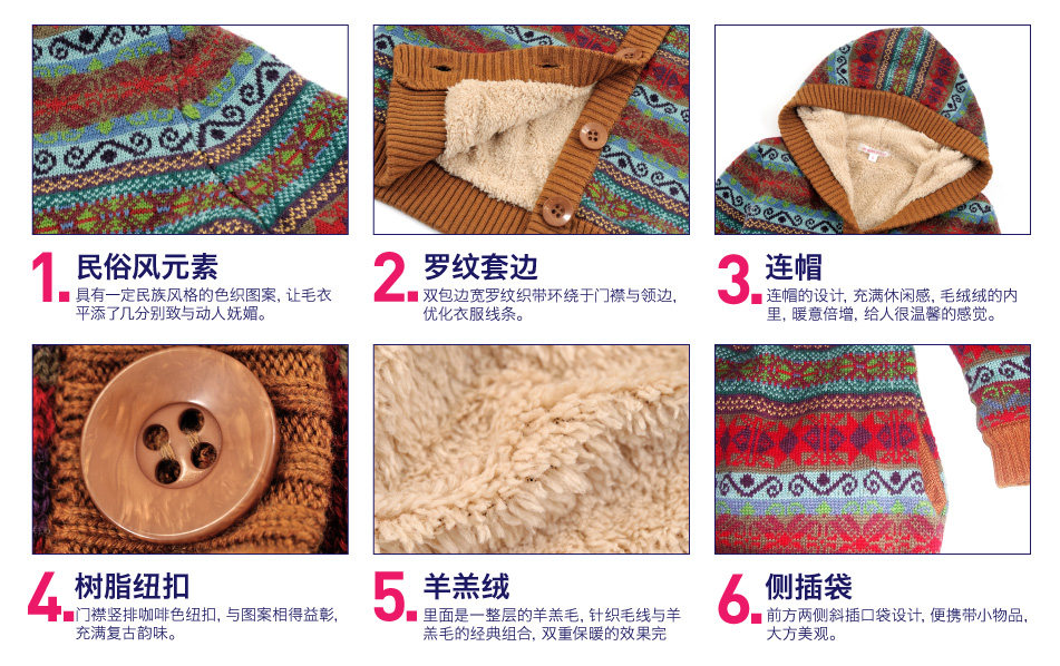 韩版羊羔绒<em>中长款</em>加厚连帽修身女<em>毛线开衫</em>外套