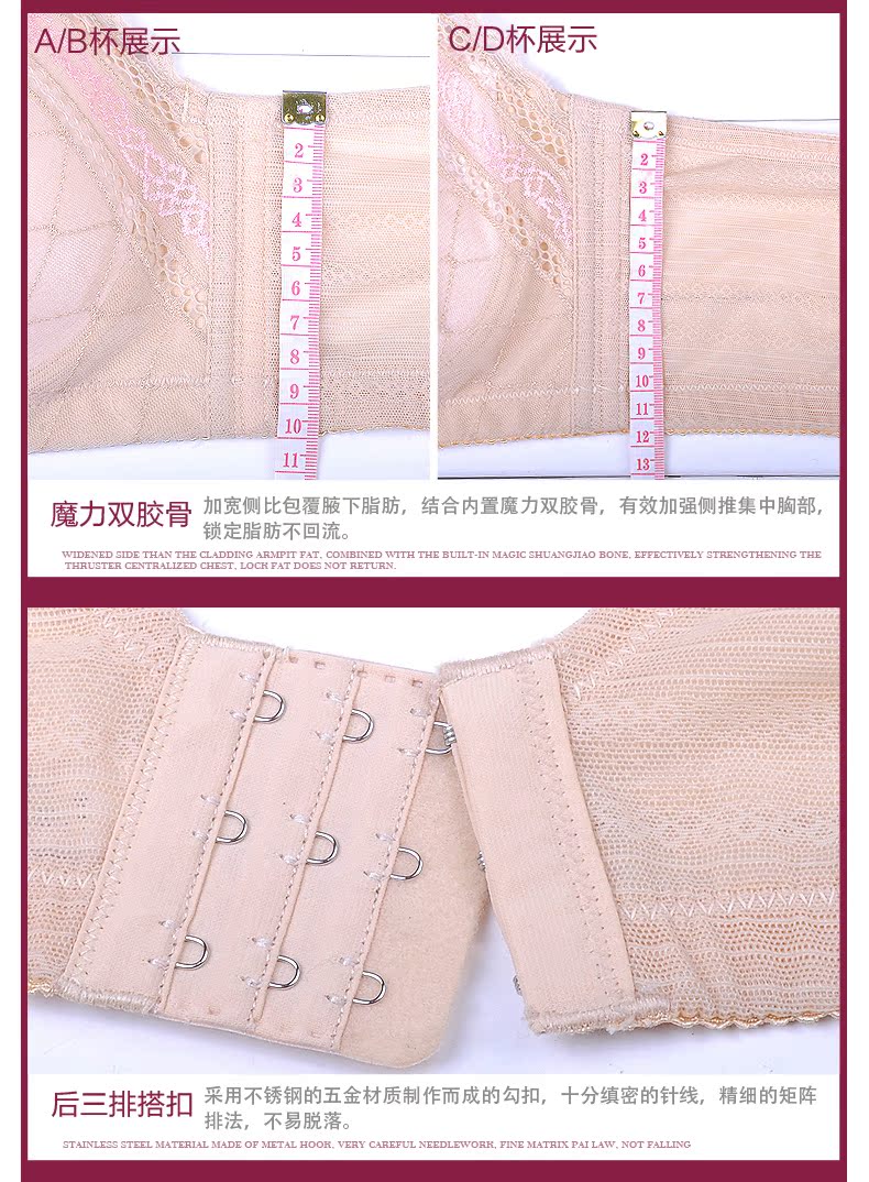 韩姿娜 新款 双色立体蕾丝 <em>纯棉</em>女士内衣 聚拢侧