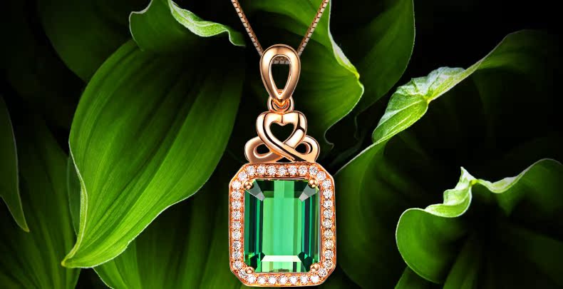 Zocai\/佐卡伊 玛雅 2克拉18K玫瑰金绿碧玺吊坠