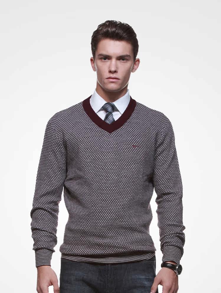 <em>天猫 淘宝商城</em>七匹狼<em>毛衣</em> 男士V领纯羊毛衫 秋