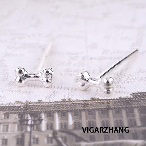 925纯银 耳钉 韩国可爱 女生 骨头 耳钉 小 耳朵耳钉 