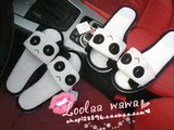 2012春夏上新！可爱条纹熊猫 卡通动物系列薄棉露指居家拖鞋