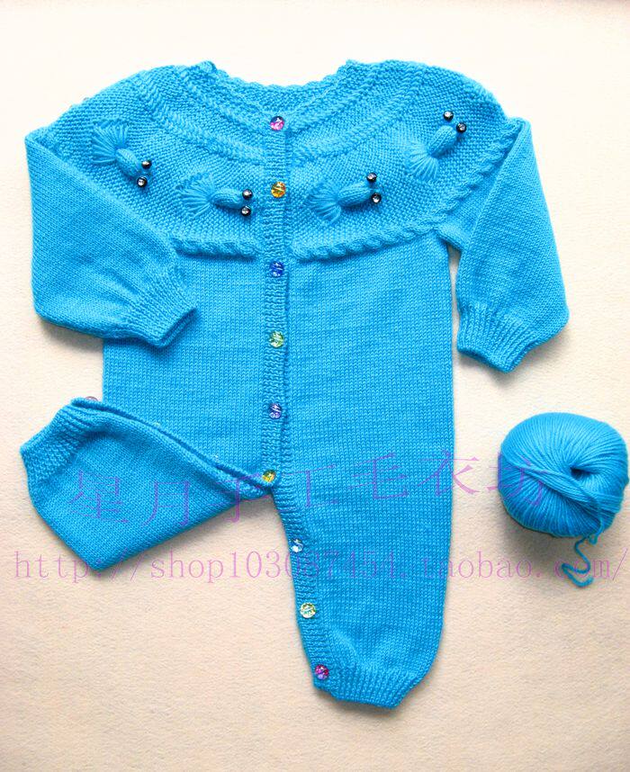 <em>金鱼</em>圆肩连裤衣 纯<em>手工编织</em>儿童<em>毛衣</em> 童装 手工