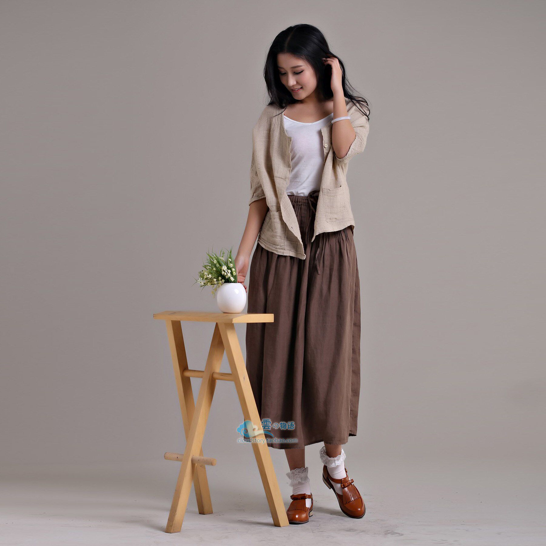 2014女春夏装 千慧梓 <em>外搭</em>短款亚麻小<em>开衫</em>短袖