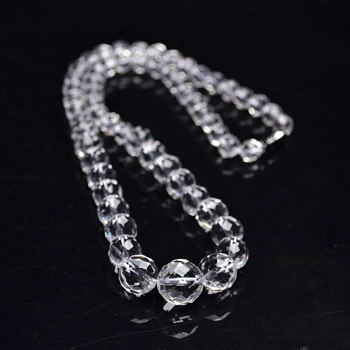 纯天然白水晶项链 茶水晶塔链 128面64面白水