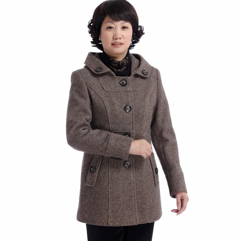流畅<em>中老年</em>女装<em>毛呢外套加厚</em>中年冬装女中长款