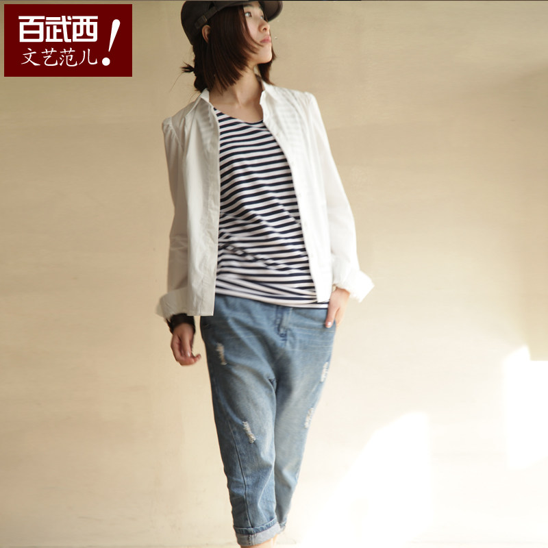 <em>百西武女装</em>灰粉绿棉布寸衫女长袖小清新夏天女