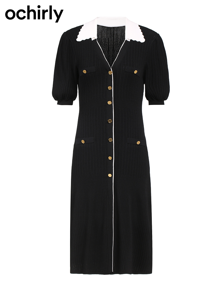 ochirly Ou Shili Short sleeve knitting Dress The new summer wear puff sleeve French 1WY308144F
