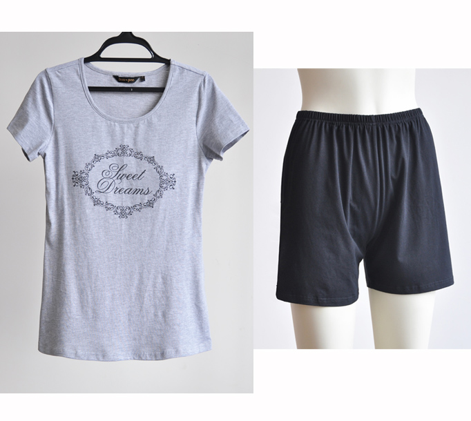 短袖短女士裤睡衣套装 <em>外出</em>中性简约夏季家居