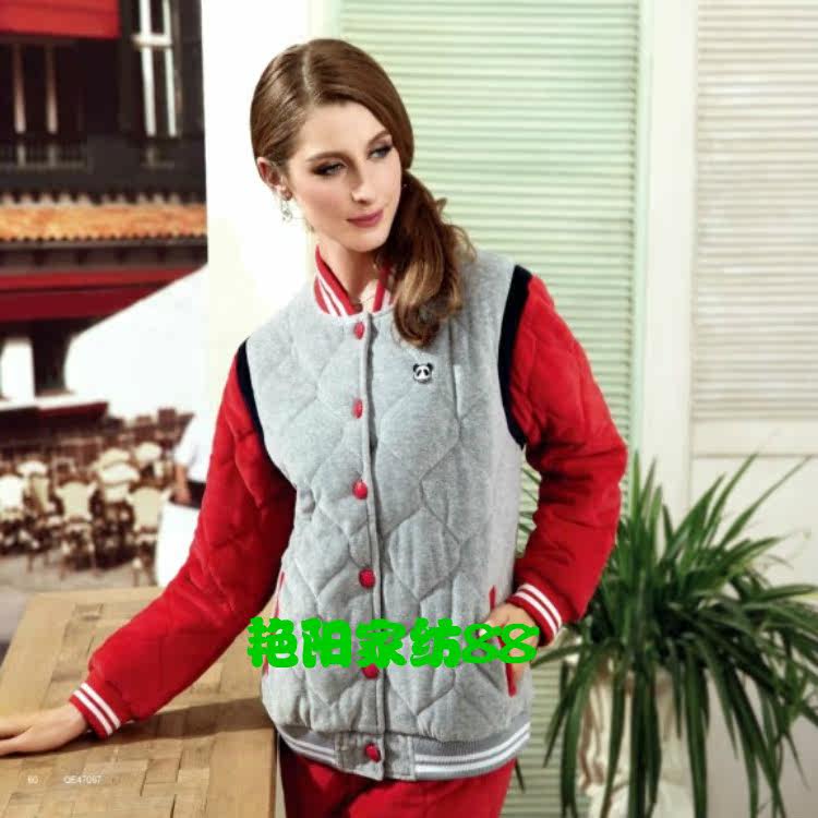 绮瑞家居服13年冬<em>女款</em>圆领开衫纯棉<em>加棉</em>运动