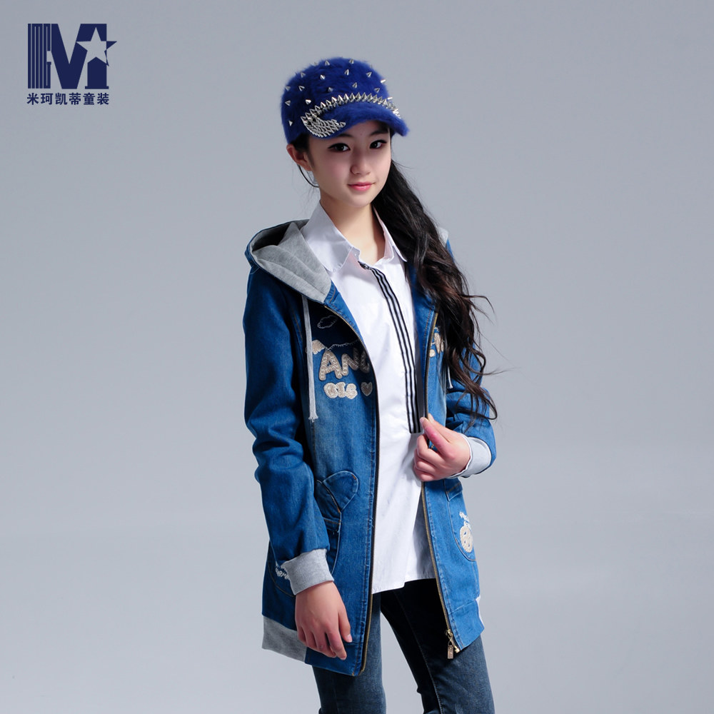 女大童2014春秋装新款牛仔<em>外套女孩子</em>儿童春