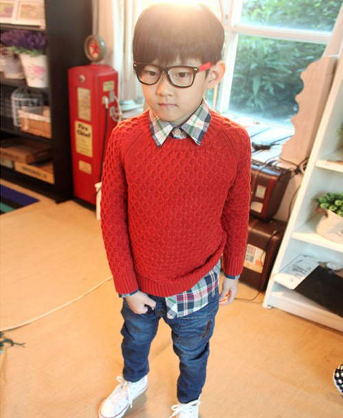 <em>韩版</em>童装 <em>男童</em>百搭<em>毛衣</em>针织衫 ,里面搭个衬衫,露
