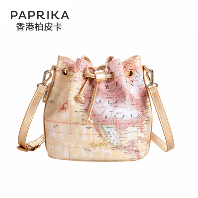 paprika2015春夏新款单肩手提包地图水桶包斜跨女包迷你小包