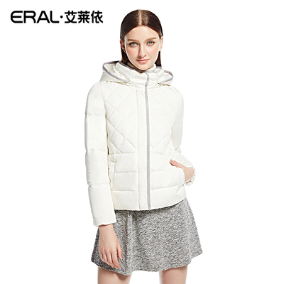 艾莱依2015冬装新款菱形格时尚短装保暖修身短款羽绒服eral2051d
